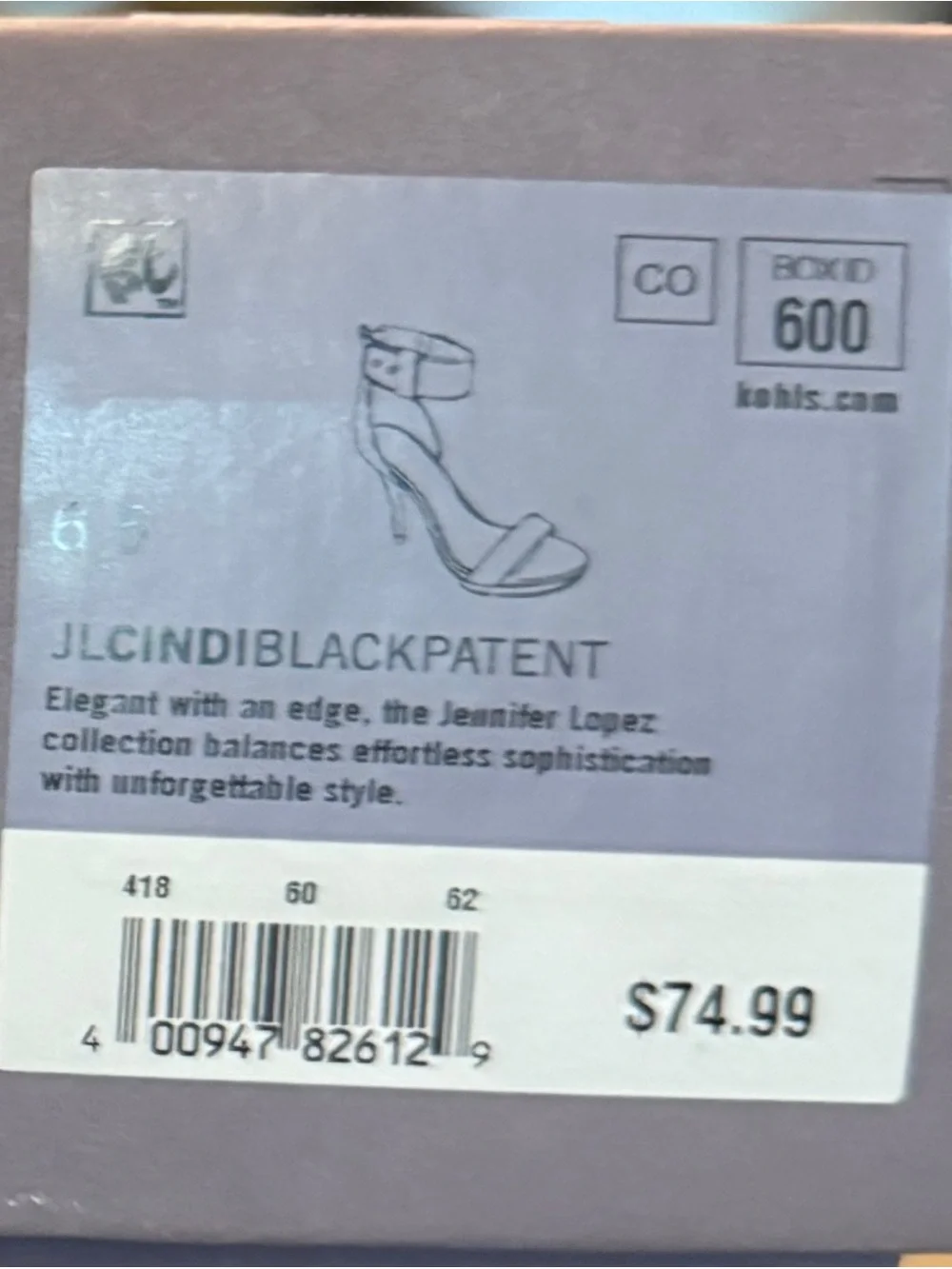Jennifer Lopez Black Patent Statement Ankle Collar Heels Size 6.5 w/ Box